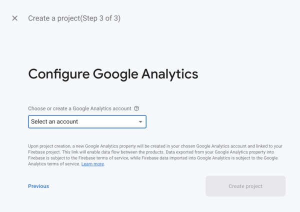 Firebase New Project (Enable Google Analytics) | Step 3