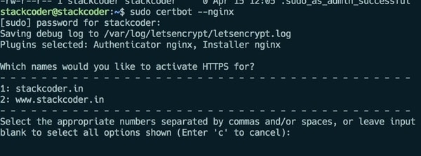 Certbot SSL Installation | Domains List